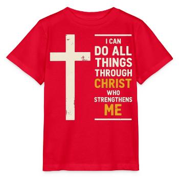 Ich kann alles durch Christus tun, der - Stanley/Stella Kinder T-Shirt MINI CREATOR  - Rot - Vorne - Jaiden (125cm)