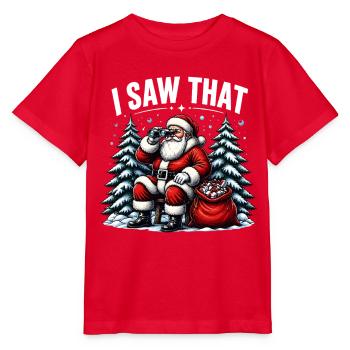 Ich habe diesen Weihnachtsmann "Frohe Weihnachten" lustig gesehen - Stanley/Stella Kinder T-Shirt MINI CREATOR  - Rot - Vorne - Jaiden (125cm)