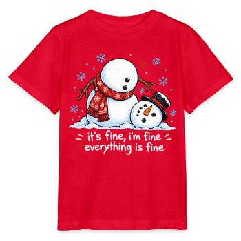 Lustiger Schneemann Frohe Weihnachten Winter-Schnee - Stanley/Stella Kinder T-Shirt MINI CREATOR  - Rot - Vorne - Jaiden (125cm)