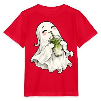 Süßer Geist mit Matcha Latte – Kawaii Halloween - Stanley/Stella Kinder T-Shirt MINI CREATOR  - Rot - Vorne - Jaiden (125cm)