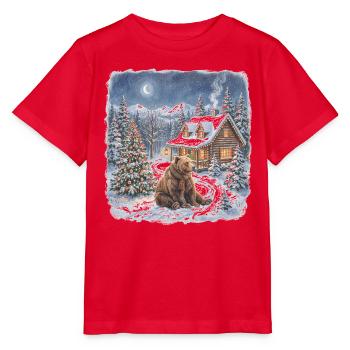 Winterwald Bär am Kamin - Stanley/Stella Kinder T-Shirt MINI CREATOR  - Rot - Vorne - Jaiden (125cm)