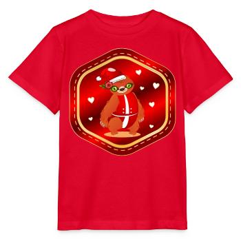 Weihnachten Weihnachtsmann Faultier - Stanley/Stella Kinder T-Shirt MINI CREATOR  - Rot - Vorne - Jaiden (125cm)