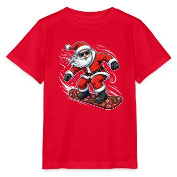 Cooler Snowboard Weihnachtsmann - Weihnachten - Stanley/Stella Kinder T-Shirt MINI CREATOR  - Rot - Vorne - Jaiden (125cm)