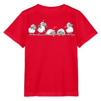 Lustige Schafe auf Linie Schlafen Tiermotiv Humor - Stanley/Stella Kinder T-Shirt MINI CREATOR  - Rot - Vorne - Jaiden (125cm)