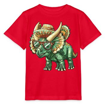 Dinosaurier triceratops Sombrero - Stanley/Stella Kinder T-Shirt MINI CREATOR  - Rot - Vorne - Jaiden (125cm)