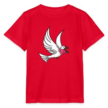 Peace Dove Rose Gift Paix Paix Amour - T-shirt bio MINI CREATOR Stanley/Stella Enfant - rouge - Devant - Jaiden (125cm)
