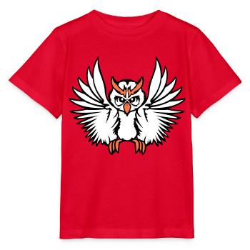 Eule Vogel Uhu Nachtvogel Schleiereule fliegt Cool - Stanley/Stella Kinder T-Shirt MINI CREATOR  - Rot - Vorne - Jaiden (125cm)