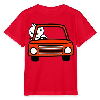 Duck waving car driver driving fast vehicle - Stanley/Stella MINI CREATOR Kids’ T-Shirt - red - Front - Jaiden (125cm)