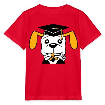 Dog School Graduation Certificate Gymnasium College Abi - Stanley/Stella MINI CREATOR Kids’ T-Shirt - red - Front - Jaiden (125cm)