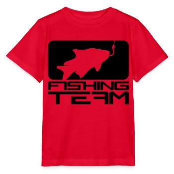 schwarz fishing team sport logo gefangen fisch ang - Stanley/Stella Kinder T-Shirt MINI CREATOR  - Rot - Vorne - Jaiden (125cm)