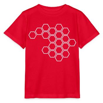 Hexagones blancs - T-shirt bio MINI CREATOR Stanley/Stella Enfant - rouge - Devant - Jaiden (125cm)