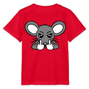 Mouse Nasty Angry Frustrated Aggressive Middle Finger - Stanley/Stella MINI CREATOR Kids’ T-Shirt - red - Front - Jaiden (125cm)