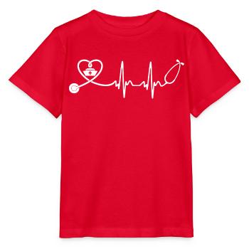 Krankenschwester - Krankenschwester - Herzschlag - Stanley/Stella Kinder T-Shirt MINI CREATOR  - Rot - Vorne - Jaiden (125cm)