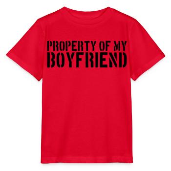 Propriété de mon petit ami avertissement propriété - T-shirt bio MINI CREATOR Stanley/Stella Enfant - rouge - Devant - Jaiden (125cm)