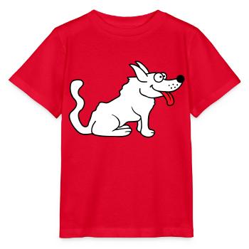 Dear dog sticks out his tongue happily - Stanley/Stella MINI CREATOR Kids’ T-Shirt - red - Front - Jaiden (125cm)
