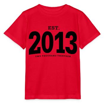 HNE. 2013 Deux mille treize - T-shirt bio MINI CREATOR Stanley/Stella Enfant - rouge - Devant - Jaiden (125cm)