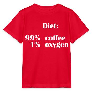 Die Ernährung besteht zu 99 % aus Kaffee, aber nur zu 1 % aus Sauerstoff - Stanley/Stella Kinder T-Shirt MINI CREATOR  - Rot - Vorne - Jaiden (125cm)