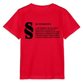 4 Kunstrechte | Jeder Mensch ist Kunst - Stanley/Stella Kinder T-Shirt MINI CREATOR  - Rot - Vorne - Jaiden (125cm)