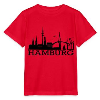 Hamburg Skyline - Stanley/Stella Kinder T-Shirt MINI CREATOR  - Rot - Vorne - Jaiden (125cm)