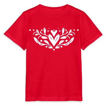 Herz Schnörkel - Stanley/Stella Kinder T-Shirt MINI CREATOR  - Rot - Vorne - Jaiden (125cm)