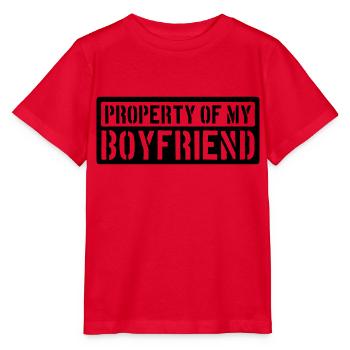 bouclier de prudence noir Propriété de mon petit ami w - T-shirt bio MINI CREATOR Stanley/Stella Enfant - rouge - Devant - Jaiden (125cm)