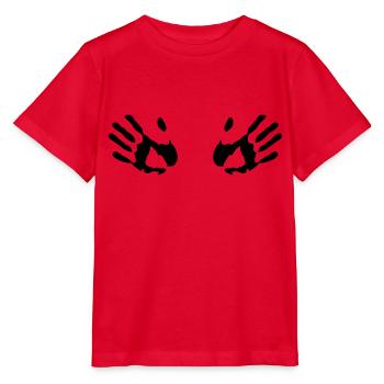empreintes de mains - T-shirt bio MINI CREATOR Stanley/Stella Enfant - rouge - Devant - Jaiden (125cm)