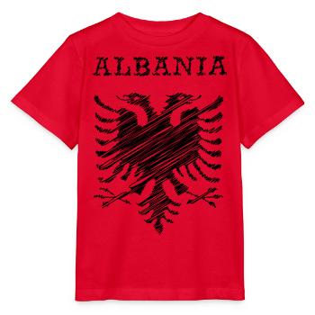 Albania, scribble black - Stanley/Stella Kinder T-Shirt MINI CREATOR  - Rot - Vorne - Jaiden (125cm)
