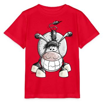 Grinse Esel - Stanley/Stella Kinder T-Shirt MINI CREATOR  - Rot - Vorne - Jaiden (125cm)