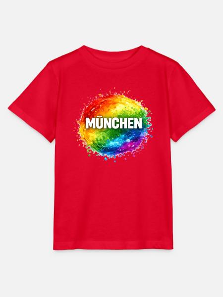 Bunter Farbsplash über München - Stanley/Stella Kinder T-Shirt MINI CREATOR  - Rot