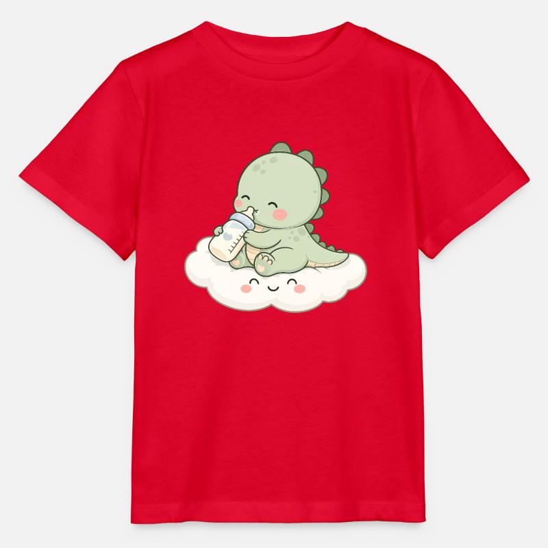 Bébé Dino mignon avec biberon - T-shirt bio MINI CREATOR Stanley/Stella Enfant - rouge