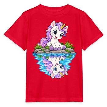 Pastellunicorn am See - Stanley/Stella Kinder T-Shirt MINI CREATOR  - Rot - Vorne - Jaiden (125cm)