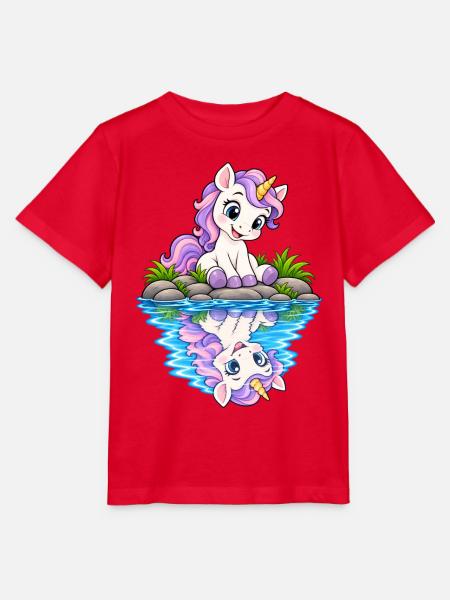 Pastellunicorn am See - Stanley/Stella Kinder T-Shirt MINI CREATOR  - Rot
