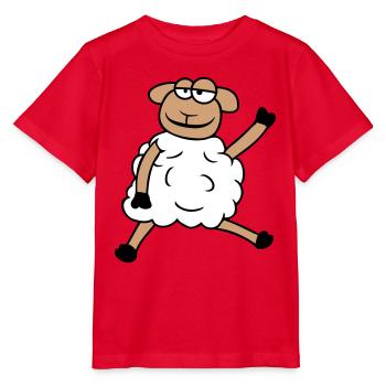 Schaf Sitzt Winkt Begrüßung Glücklich Lächeln Cool - Stanley/Stella Kinder T-Shirt MINI CREATOR  - Rot - Vorne - Jaiden (125cm)