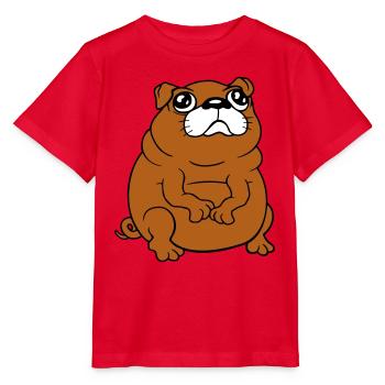 Pug dog sits small begging dick looks sad - Stanley/Stella MINI CREATOR Kids’ T-Shirt - red - Front - Jaiden (125cm)