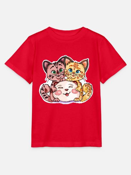 Zwei Kätzchen mit Stofftier - Stanley/Stella Kinder T-Shirt MINI CREATOR - Rot