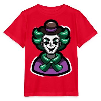 Grüner Clown-Pantomimen-Cartoon-Porträt - Stanley/Stella Kinder T-Shirt MINI CREATOR  - Rot - Vorne - Jaiden (125cm)