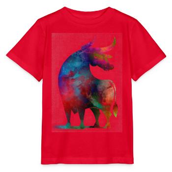 Bunter Stier - Stanley/Stella Kinder T-Shirt MINI CREATOR  - Rot - Vorne - Jaiden (125cm)