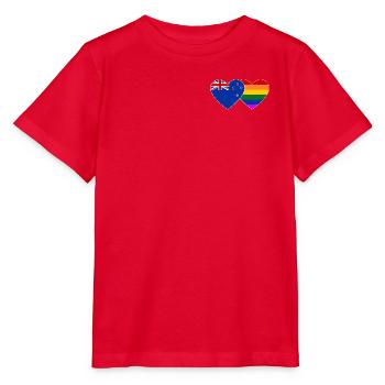 Neuseeland Regenbogen Flagge Herz - Stanley/Stella Kinder T-Shirt MINI CREATOR  - Rot - Vorne - Jaiden (125cm)