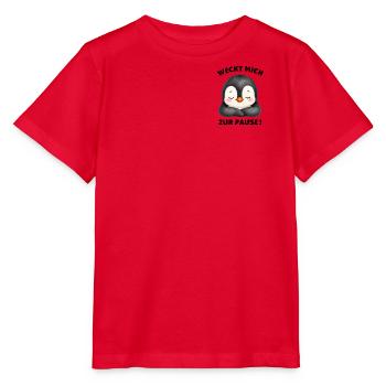 Klassentier Pinguin "Weckt mich zur Pause!" - Stanley/Stella Kinder T-Shirt MINI CREATOR  - Rot - Vorne - Jaiden (125cm)