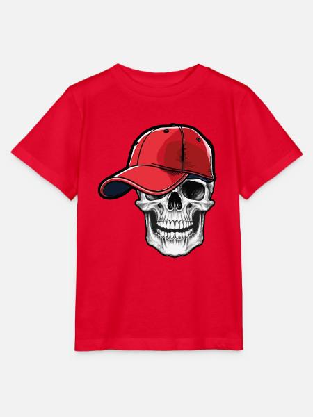 Totenkopf mit Kappe - Stanley/Stella Kinder T-Shirt MINI CREATOR  - Rot