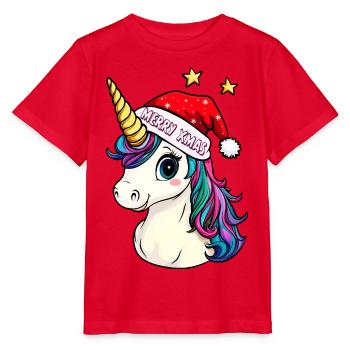 Unicorns Christmas / Merry Xmas - Stanley/Stella MINI CREATOR Kids’ T-Shirt - red - Front - Jaiden (125cm)