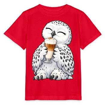 Schneeeule mit Latte Macchiato - Stanley/Stella Kinder T-Shirt MINI CREATOR  - Rot - Vorne - Jaiden (125cm)