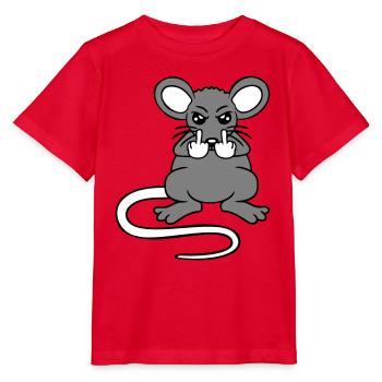 Mouse Nasty Angry Frustrated Aggressive Middle Finger - Stanley/Stella MINI CREATOR Kids’ T-Shirt - red - Front - Jaiden (125cm)