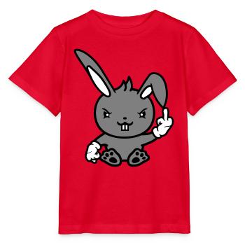 Hase Mittelfinger Zeigen Böse Frech Beleidigend - Stanley/Stella Kinder T-Shirt MINI CREATOR  - Rot - Vorne - Jaiden (125cm)