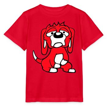 Dog looks unhappy sad shy fear - Stanley/Stella MINI CREATOR Kids’ T-Shirt - red - Front - Jaiden (125cm)