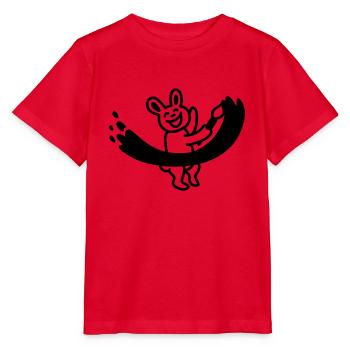 Hase malt mit Pinsel - Line - Stanley/Stella Kinder T-Shirt MINI CREATOR  - Rot - Vorne - Jaiden (125cm)