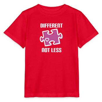 DIFFERENT - NOT LESS! AUTISMUS - Stanley/Stella Kinder T-Shirt MINI CREATOR  - Rot - Vorne - Jaiden (125cm)