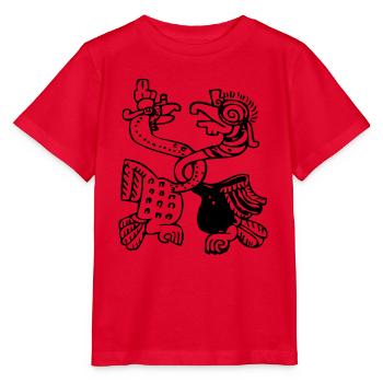 Symboles des oiseaux mayas - Script maya - Glyphes mayas - T-shirt bio MINI CREATOR Stanley/Stella Enfant - rouge - Devant - Jaiden (125cm)