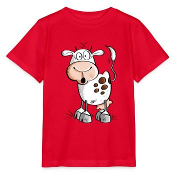 Funny cartoon cow - cows - Stanley/Stella MINI CREATOR Kids’ T-Shirt - red - Front - Jaiden (125cm)