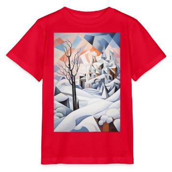 Snowy landscape in geometric style - Stanley/Stella MINI CREATOR Kids’ T-Shirt - red - Front - Jaiden (125cm)